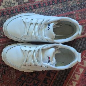 Fila platform leather white sneakers size 8